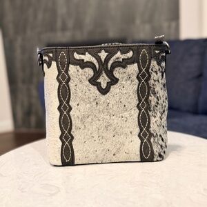 Trinity Ranch Western Hair-On Cowhide Concealed Carry Crossbody Black